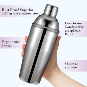 Cocktail Shaker Set, 6-Piece 18/8 Food-Grade Stainless Steel Mixology Bartender Kit - Premium Bar Tools with Muddler, Jigger, Spoon & Pourers - Rust-Proof, Leak-Proof & Dishwasher Safe Gift for Men