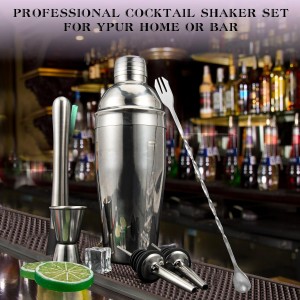 Cocktail Shaker Set, 6-Piece 18/8 Food-Grade Stainless Steel Mixology Bartender Kit - Premium Bar Tools with Muddler, Jigger, Spoon & Pourers - Rust-Proof, Leak-Proof & Dishwasher Safe Gift for Men