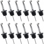 12PCS Stainless Steel Bottle Pourers, Liquor Pour Spouts Set with Flip Top for About 3/4