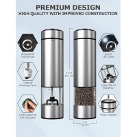 innhom Electric Salt Grinder Pepper Grinder Battery Operated Stainless Steel Pepper Mill Automatic Salt and Pepper Grinder with Adjustable Coarseness, 1 Pack