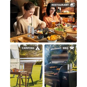 innhom Electric Salt Grinder Pepper Grinder Battery Operated Stainless Steel Pepper Mill Automatic Salt and Pepper Grinder with Adjustable Coarseness, 1 Pack