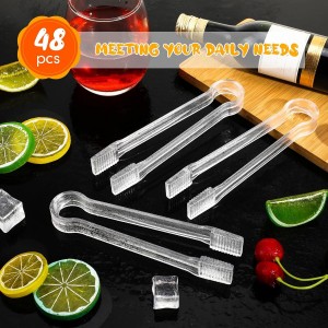 Nuogo 48 Pcs Plastic Buffet Serving Tongs 6.3 Inch One-off Clear Kitchen Tongs Mini Serving Utensils for Food Ice Salad Buffet Barbecue Cookies Tea Coffee Appetizers Party Supplies