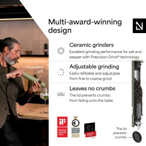 LARS NYSØM Salt Pepper Mill Manual with adjustable ceramic grinder from coarse to fine I Design Spice Mill (Sage Green)