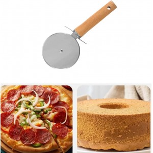 Larger Pizza Cutter Wheel with 3.54'' Stainless Steel Wheel, Pizza Slicer with Non-Slip Wooden Handle, Pizza Wheel for Pies Waffle Bread Dough Cookies Cake Pie Server