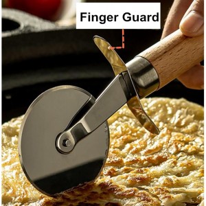 Larger Pizza Cutter Wheel with 3.54'' Stainless Steel Wheel, Pizza Slicer with Non-Slip Wooden Handle, Pizza Wheel for Pies Waffle Bread Dough Cookies Cake Pie Server