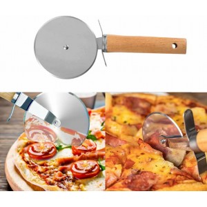 Larger Pizza Cutter Wheel with 3.54'' Stainless Steel Wheel, Pizza Slicer with Non-Slip Wooden Handle, Pizza Wheel for Pies Waffle Bread Dough Cookies Cake Pie Server