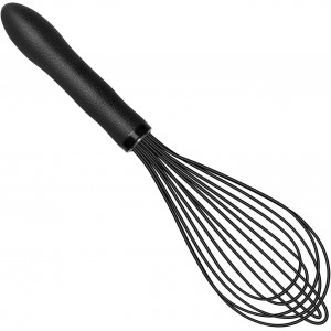 TEEVEA Silicone Whisk Stainless Steel Heat Resistant Non Scratch Kitchen Cooking Utensil for Blending Whisking Beating Frothing Stirring 11 Inch Black