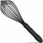 TEEVEA Silicone Whisk Stainless Steel Heat Resistant Non Scratch Kitchen Cooking Utensil for Blending Whisking Beating Frothing Stirring 11 Inch Black