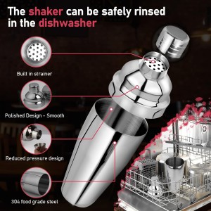 24oz Cocktail Shaker Set Martini Shaker Set Bartender Set with Margarita Mixer Drink Shaker, Measuring Jigger and Mixing Spoon - Professional 18/8 Stainless Steel Bar Tools for Mixed Drinks
