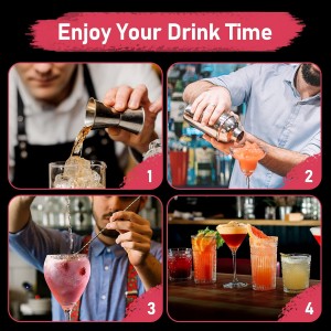 24oz Cocktail Shaker Set Martini Shaker Set Bartender Set with Margarita Mixer Drink Shaker, Measuring Jigger and Mixing Spoon - Professional 18/8 Stainless Steel Bar Tools for Mixed Drinks