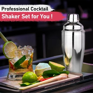 24oz Cocktail Shaker Set Martini Shaker Set Bartender Set with Margarita Mixer Drink Shaker, Measuring Jigger and Mixing Spoon - Professional 18/8 Stainless Steel Bar Tools for Mixed Drinks