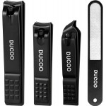 DUCOO Nail Clipper Set, 4 PCS Ultra Sharp Nail Clippers for Men, Women, Adults Toenail Fingernail Clippers, Stainless Steel Nail Cutter & File, Black