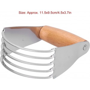 Dough Blender, Stainless Steel Pastry Cutter Heavy Duty Dough Cutter with Blades Pastry Blender and Butter Cutter Dough Flour Metal Mixer Cutter Portable Pastry Cutter for Baking Home, Wood Handle