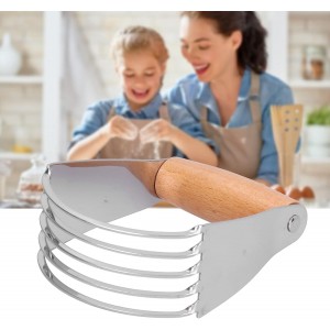 Dough Blender, Stainless Steel Pastry Cutter Heavy Duty Dough Cutter with Blades Pastry Blender and Butter Cutter Dough Flour Metal Mixer Cutter Portable Pastry Cutter for Baking Home, Wood Handle