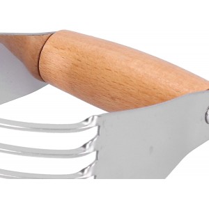 Dough Blender, Stainless Steel Pastry Cutter Heavy Duty Dough Cutter with Blades Pastry Blender and Butter Cutter Dough Flour Metal Mixer Cutter Portable Pastry Cutter for Baking Home, Wood Handle