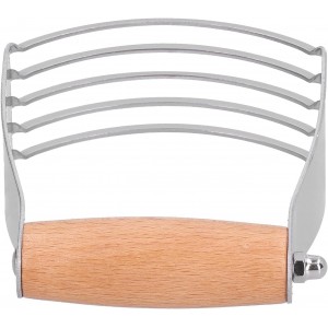 Dough Blender, Stainless Steel Pastry Cutter Heavy Duty Dough Cutter with Blades Pastry Blender and Butter Cutter Dough Flour Metal Mixer Cutter Portable Pastry Cutter for Baking Home, Wood Handle