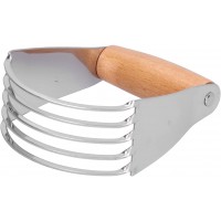 Dough Blender, Stainless Steel Pastry Cutter Heavy Duty Dough Cutter with Blades Pastry Blender and Butter Cutter Dough Flour Metal Mixer Cutter Portable Pastry Cutter for Baking Home, Wood Handle