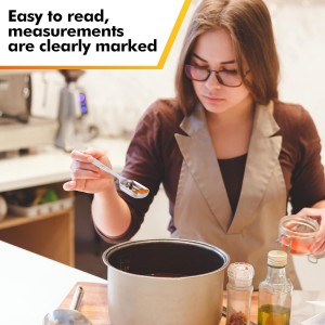 Rainspire Heavy Duty Measuring Spoons Set Stainless Steel, Metal Measuring Cups and Spoons Set for Dry or Liquid, Fits in Spice Jar, Home Gadgets Kitchen Gadgets, Set of 7 Including Leveler