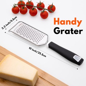 Rainspire Professional Cheese Graters for Kitchen Stainless Steel Handheld, Metal Lemon Zester Grater With Handle For Cheese, Chocolate, Spices, Kitchen Gadgets And Tools, Soft Grip Handle, Black