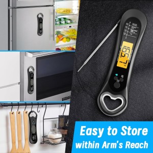 Digital Meat Thermometer for Cooking, Biison Wireless Instant Read Meat Thermometer Waterproof, Backlight, Ultra-Fast Accurate and 180° Folding Probe Kitchen Thermometer for Turkish/Grill