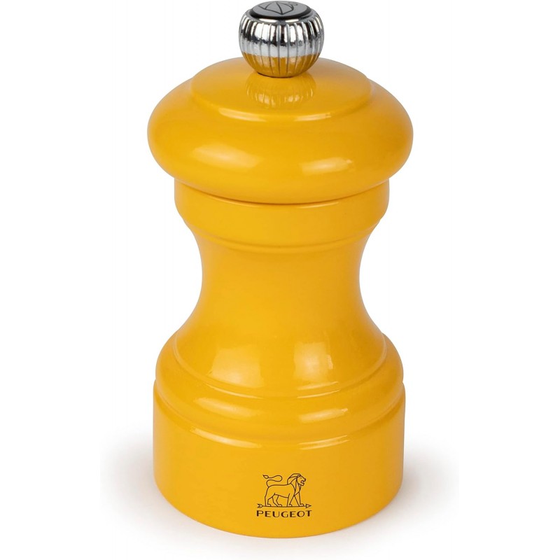 PEUGEOT Bistro Pepper Mill - Classic Pepper Grinder - Made with PEFC Certified Wood-Made in France, 10 cm -4 in. Saffron Yellow