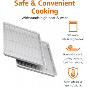 Amazon Basics Ceramic Nonstick Baking Sheets & Cooling Rack Set, Dishwasher Safe, Oven Safe, Half Sheet Size, Gray, 2-Pack