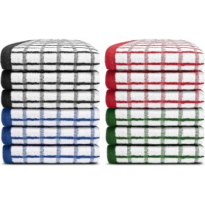 White Classic [12 Pack] Premium Dish Cloths for Kitchen - Heavy Duty Absorbent 100% Cotton 410 GSM Terry Kitchen Towels, 12x12 (Multi)