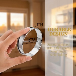 Lyellfe 20 Pieces English Muffin Rings, Stainless Steel Crumpet Rings, 3 Inch Double Rolled Nonstick Muffin Tart Ring Mold for Home Baking, Food Making