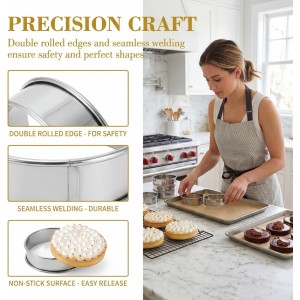 Lyellfe 20 Pieces English Muffin Rings, Stainless Steel Crumpet Rings, 3 Inch Double Rolled Nonstick Muffin Tart Ring Mold for Home Baking, Food Making