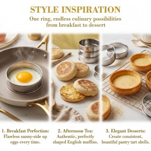 Lyellfe 20 Pieces English Muffin Rings, Stainless Steel Crumpet Rings, 3 Inch Double Rolled Nonstick Muffin Tart Ring Mold for Home Baking, Food Making