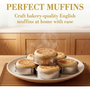 Lyellfe 20 Pieces English Muffin Rings, Stainless Steel Crumpet Rings, 3 Inch Double Rolled Nonstick Muffin Tart Ring Mold for Home Baking, Food Making