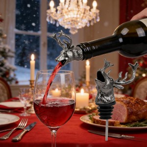 Elk Head Wine Pourer, Deer Head Wine Pourer Bottle Tipping Nozzle Vintage Bottle Stopper for Christmas Party