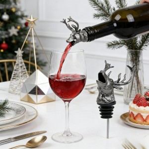 Elk Head Wine Pourer, Deer Head Wine Pourer Bottle Tipping Nozzle Vintage Bottle Stopper for Christmas Party