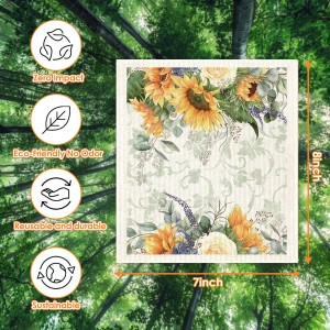 Morigins 6 Pcs Sunflowers Swedish Kitchen Dishcloths Multi Purpose Absorbent Soft Reusable Cleaning Dish Cloths Washable Decorative Tea Towels Bar Hand Towel