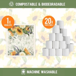 Morigins 6 Pcs Sunflowers Swedish Kitchen Dishcloths Multi Purpose Absorbent Soft Reusable Cleaning Dish Cloths Washable Decorative Tea Towels Bar Hand Towel