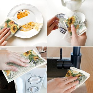 Morigins 6 Pcs Sunflowers Swedish Kitchen Dishcloths Multi Purpose Absorbent Soft Reusable Cleaning Dish Cloths Washable Decorative Tea Towels Bar Hand Towel