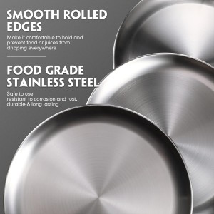 Thenshop 8 Pieces 12 Inch Pizza Pans Bulk Stainless Steel Sets Round Bakeware Pizza Trays for Oven Freezer Kitchen Baking Home Restaurant Picnics Safe Sturdy Reusable Easy Clean(Silver)