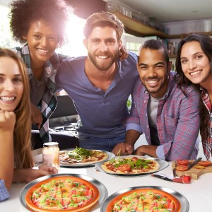 Thenshop 8 Pieces 12 Inch Pizza Pans Bulk Stainless Steel Sets Round Bakeware Pizza Trays for Oven Freezer Kitchen Baking Home Restaurant Picnics Safe Sturdy Reusable Easy Clean(Silver)