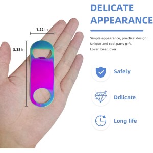 Rainbow Color Stainless Steel Flat Bottle Opener, Sturdy and Durable 2 Pcs to Send to Friends, Suitable for Bar Bartender Men Women Kitchen Restaurant Party Supplies (Small)
