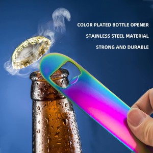 Rainbow Color Stainless Steel Flat Bottle Opener, Sturdy and Durable 2 Pcs to Send to Friends, Suitable for Bar Bartender Men Women Kitchen Restaurant Party Supplies (Small)