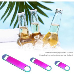 Rainbow Color Stainless Steel Flat Bottle Opener, Sturdy and Durable 2 Pcs to Send to Friends, Suitable for Bar Bartender Men Women Kitchen Restaurant Party Supplies (Small)