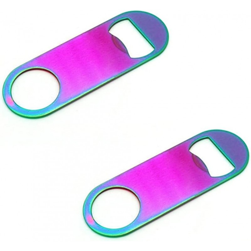 Rainbow Color Stainless Steel Flat Bottle Opener, Sturdy and Durable 2 Pcs to Send to Friends, Suitable for Bar Bartender Men Women Kitchen Restaurant Party Supplies (Small)