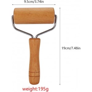 Watris Veiyi Small Rolling Pin, Wooden Dough Roller, Non-Stick Pizza Roller, Dough Baker Roller Set for Home Kitchen Baking Cooking(9.5cm/3.74in)