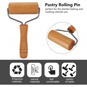 Watris Veiyi Small Rolling Pin, Wooden Dough Roller, Non-Stick Pizza Roller, Dough Baker Roller Set for Home Kitchen Baking Cooking(9.5cm/3.74in)