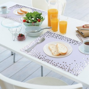 45 Pieces Silver Foil Paper Placemats White and Silver Dots Place Mats Disposable Decorative Paper Table Mats Rectangle Party Placemats for Birthday Wedding Baby Shower Party Dining Decor