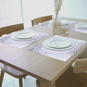 45 Pieces Silver Foil Paper Placemats White and Silver Dots Place Mats Disposable Decorative Paper Table Mats Rectangle Party Placemats for Birthday Wedding Baby Shower Party Dining Decor