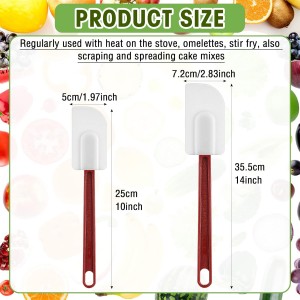 Lounsweer 2 Pcs Rubber Spatula Heat Resistant Silicone Spatula Scraper 10 Inch 14 Inch Commercial Baking Spatulas Set for Kitchen Use Cooking Silicone Cooking Utensils Sets