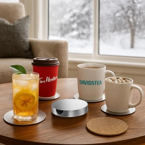 Hiceeden 18 Pack 4 Inch Stainless Steel Coasters, Round Silver Modern Coaster with 3 Holder, Rubber Foam Anti-Slip Bottom Coasters for Outdoor, Kitchen, Bar