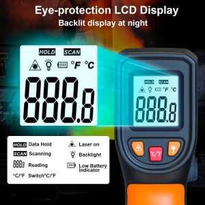 Laser Infrared Thermometer Non-Contact Digital Temperature Gun, -58℉～1112℉(-50℃～600℃) IR Thermometer for Industrial, Kitchen Cooking, Automotive, HVAC (Not for Human Body Temp)