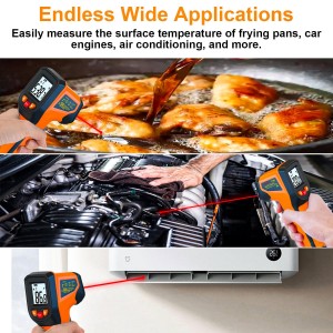 Laser Infrared Thermometer Non-Contact Digital Temperature Gun, -58℉～1112℉(-50℃～600℃) IR Thermometer for Industrial, Kitchen Cooking, Automotive, HVAC (Not for Human Body Temp)